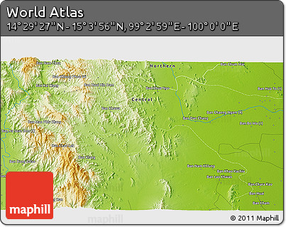 Physical 3D Map of the Area around 14° 46' 42" N, 99° 31' 30" E