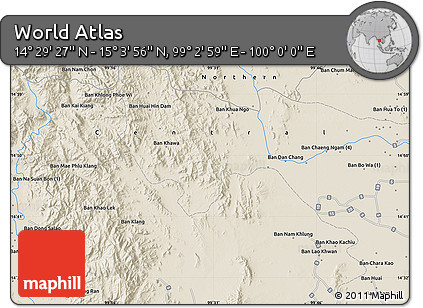 Shaded Relief Map of the Area around 14° 46' 42" N, 99° 31' 30" E
