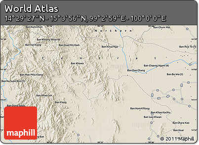 Shaded Relief Map of the Area around 14° 46' 42" N, 99° 31' 30" E