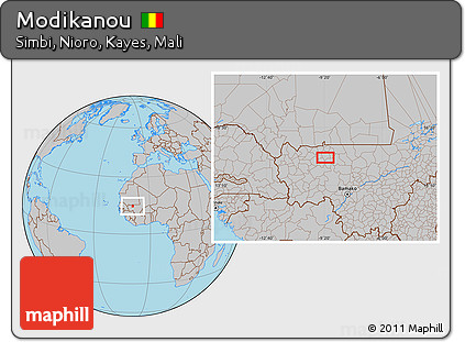 Gray Location Map of Modikanou