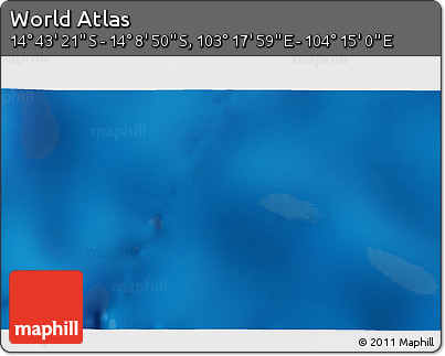 Physical 3D Map of the Area around 14° 26' 6" S, 103° 46' 30" E