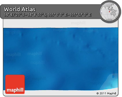 Physical 3D Map of the Area around 14° 26' 6" S, 105° 28' 29" E