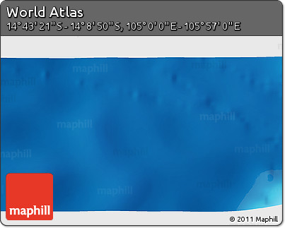 Physical 3D Map of the Area around 14° 26' 6" S, 105° 28' 29" E