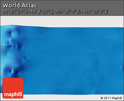 Physical 3D Map of the Area around 14° 26' 6" S, 109° 43' 29" E