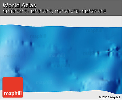Physical 3D Map of the Area around 14° 26' 6" S, 113° 58' 29" E