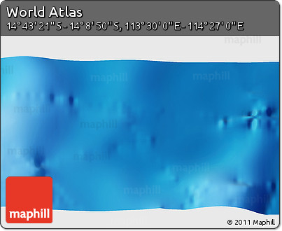 Physical 3D Map of the Area around 14° 26' 6" S, 113° 58' 29" E