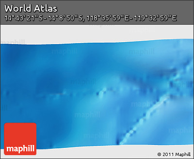 Physical 3D Map of the Area around 14° 26' 6" S, 119° 4' 29" E