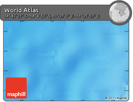 Physical Map of the Area around 14° 26' 6" S, 11° 7' 30" E