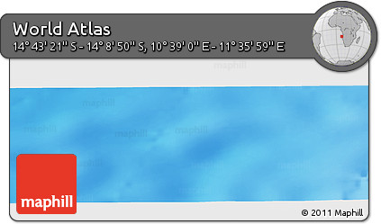 Physical Panoramic Map of the Area around 14° 26' 6" S, 11° 7' 30" E