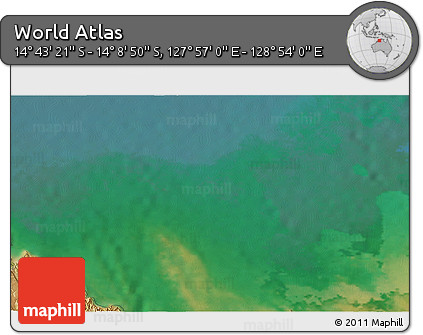 Satellite 3D Map of the Area around 14° 26' 6" S, 128° 25' 30" E