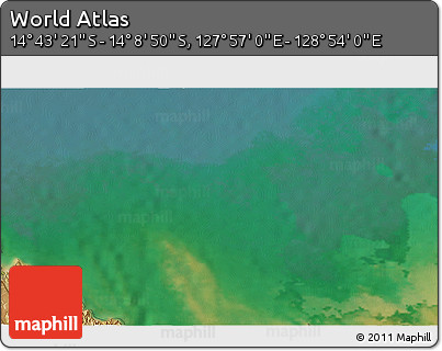 Satellite 3D Map of the Area around 14° 26' 6" S, 128° 25' 30" E