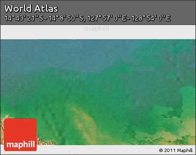 Satellite 3D Map of the Area around 14° 26' 6" S, 128° 25' 30" E