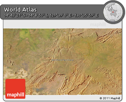 Satellite 3D Map of the Area around 14° 26' 6" S, 130° 7' 30" E