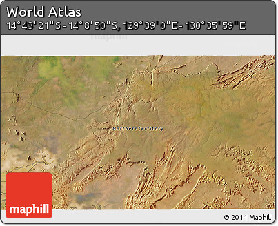 Satellite 3D Map of the Area around 14° 26' 6" S, 130° 7' 30" E