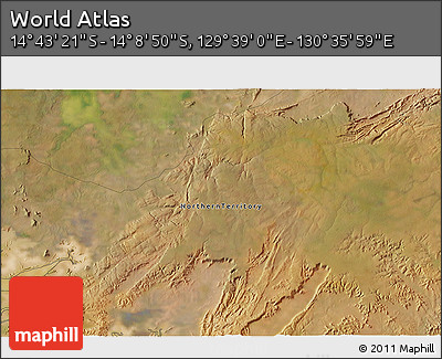 Satellite 3D Map of the Area around 14° 26' 6" S, 130° 7' 30" E