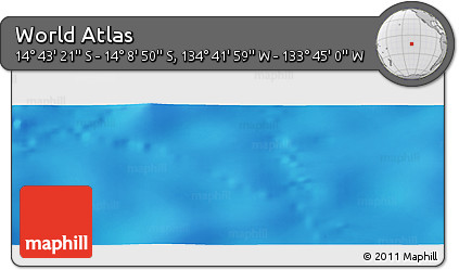 Physical Panoramic Map of the Area around 14° 26' 6" S, 134° 13' 29" W
