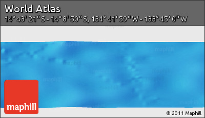 Physical Panoramic Map of the Area around 14° 26' 6" S, 134° 13' 29" W