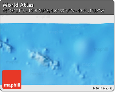 Physical 3D Map of the Area around 14° 26' 6" S, 140° 10' 30" W