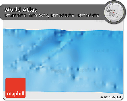 Physical 3D Map of the Area around 14° 26' 6" S, 148° 49' 29" E