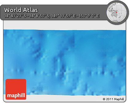 Physical 3D Map of the Area around 14° 26' 6" S, 149° 40' 30" E