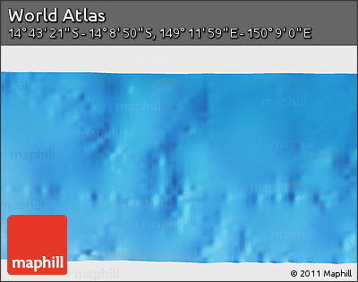 Physical 3D Map of the Area around 14° 26' 6" S, 149° 40' 30" E