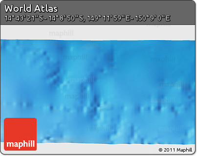 Physical 3D Map of the Area around 14° 26' 6" S, 149° 40' 30" E
