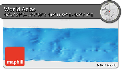 Physical Panoramic Map of the Area around 14° 26' 6" S, 149° 40' 30" E