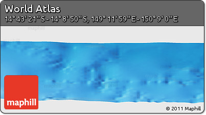 Physical Panoramic Map of the Area around 14° 26' 6" S, 149° 40' 30" E