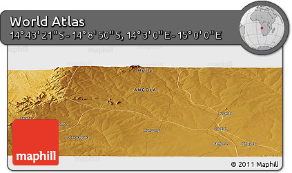 Physical Panoramic Map of the Area around 14° 26' 6" S, 14° 31' 30" E