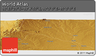 Physical Panoramic Map of the Area around 14° 26' 6" S, 14° 31' 30" E