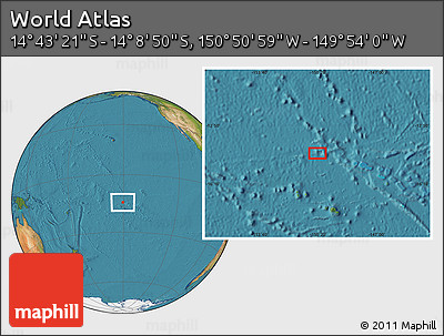 Satellite Location Map of the Area around 14° 26' 6" S, 150° 22' 30" W