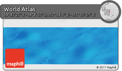 Physical Panoramic Map of the Area around 14° 26' 6" S, 151° 22' 30" E