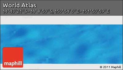 Physical Panoramic Map of the Area around 14° 26' 6" S, 151° 22' 30" E