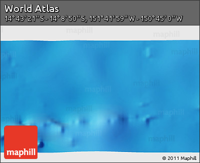 Shaded Relief 3D Map of the Area around 14° 26' 6" S, 151° 13' 29" W