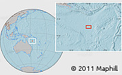 Gray Location Map of the area around 14° 26' 6" S, 153° 55' 30" E, hill shading