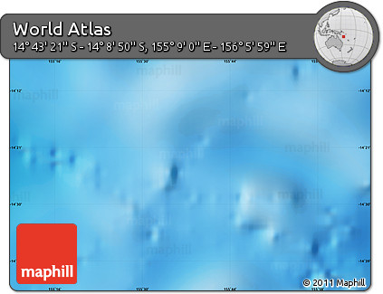 Physical Map of the Area around 14° 26' 6" S, 155° 37' 30" E