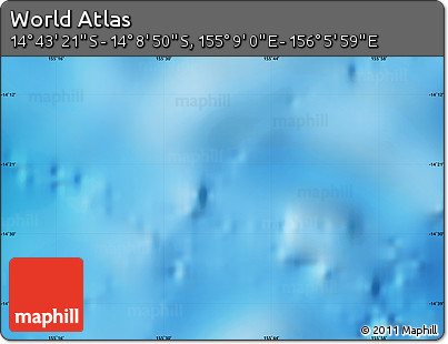 Physical Map of the Area around 14° 26' 6" S, 155° 37' 30" E