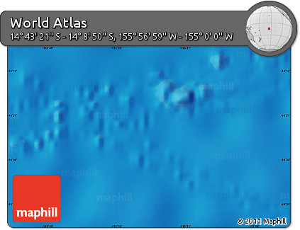 Physical Map of the Area around 14° 26' 6" S, 155° 28' 29" W