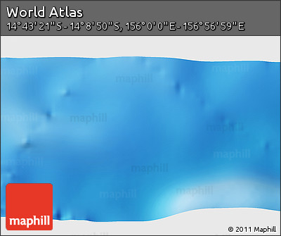 Physical 3D Map of the Area around 14° 26' 6" S, 156° 28' 29" E