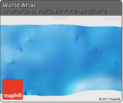 Physical 3D Map of the Area around 14° 26' 6" S, 156° 28' 29" E
