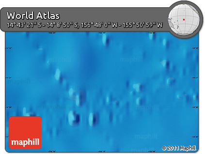 Physical Map of the Area around 14° 26' 6" S, 156° 19' 29" W