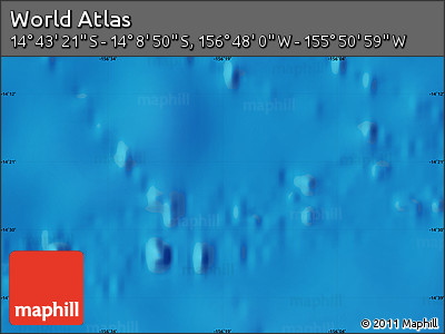 Physical Map of the Area around 14° 26' 6" S, 156° 19' 29" W