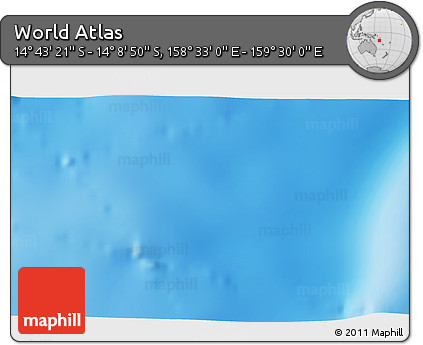 Physical 3D Map of the Area around 14° 26' 6" S, 159° 1' 30" E