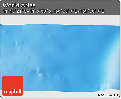 Physical 3D Map of the Area around 14° 26' 6" S, 159° 1' 30" E