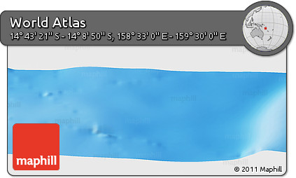 Physical Panoramic Map of the Area around 14° 26' 6" S, 159° 1' 30" E