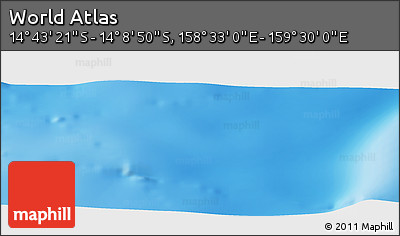 Physical Panoramic Map of the Area around 14° 26' 6" S, 159° 1' 30" E