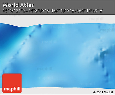 Physical 3D Map of the Area around 14° 26' 6" S, 160° 43' 29" E