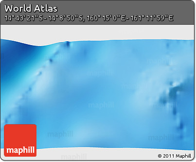 Physical 3D Map of the Area around 14° 26' 6" S, 160° 43' 29" E