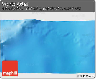 Physical 3D Map of the Area around 14° 26' 6" S, 161° 34' 29" E