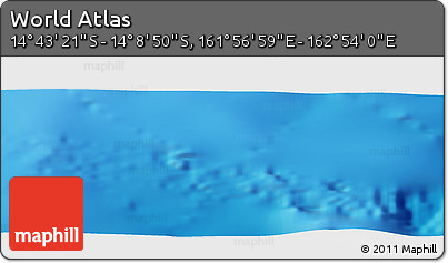 Physical Panoramic Map of the Area around 14° 26' 6" S, 162° 25' 30" E